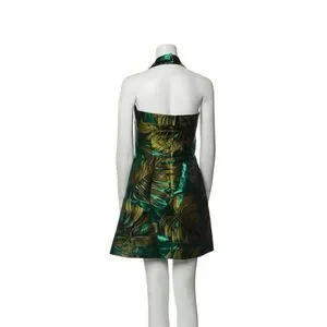 dolce and gabbana green leaf dress Dolce & Gabbana A-Line Banana Leaf Pineapple Crystal Dress IT36